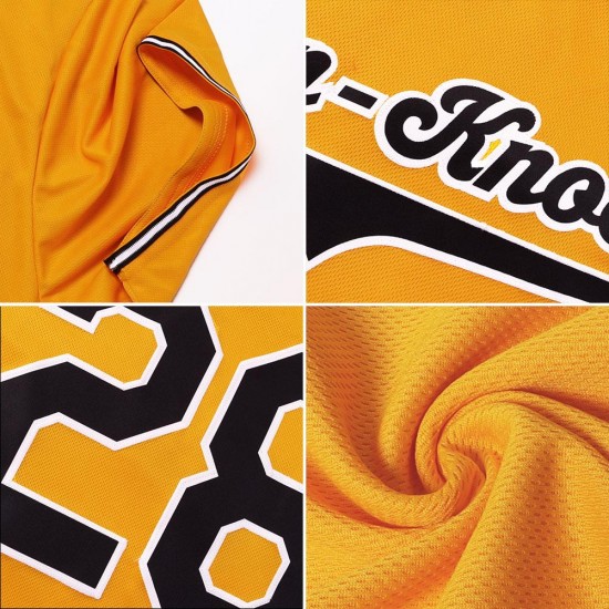 Custom Gold Navy-White Authentic Baseball Jersey