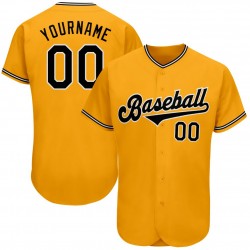 Custom Gold Black-White Authentic Baseball Jersey