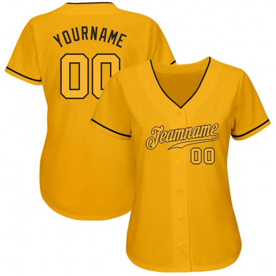 Custom Gold Gold-Black Authentic Baseball Jersey