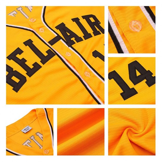 Custom Gold Black-White Authentic Baseball Jersey