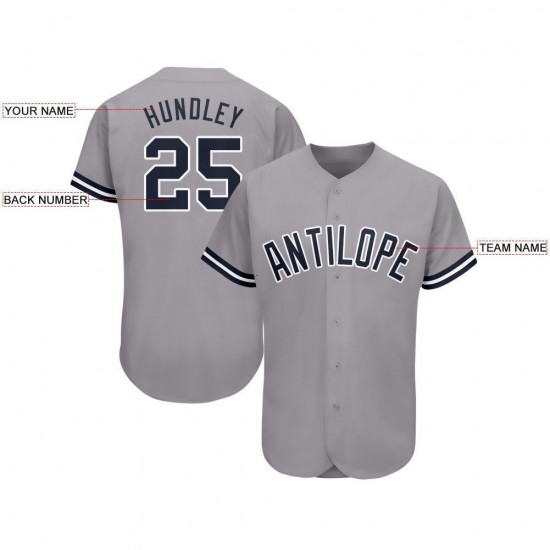 Custom Gray Navy-White Baseball Jersey