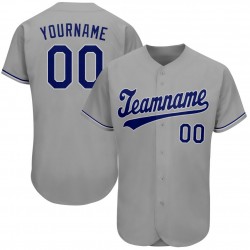 Custom Gray Royal-White Authentic Baseball Jersey