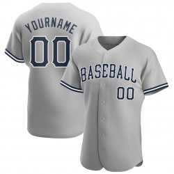 Custom Gray Navy-White Authentic Baseball Jersey