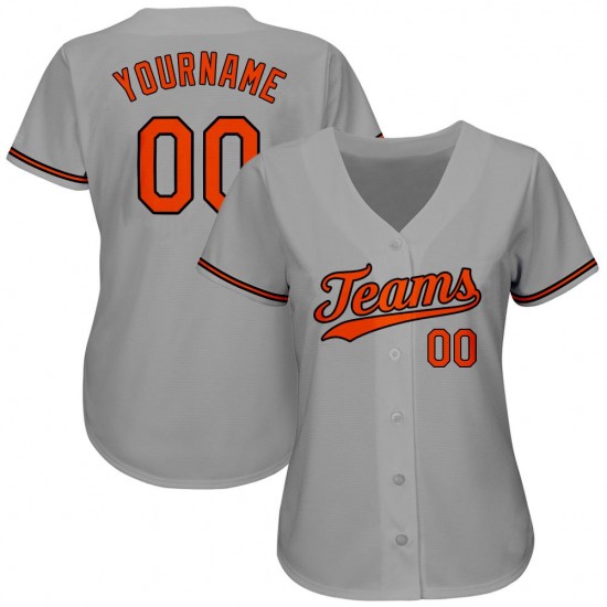 Custom Gray Orange-Black Authentic Baseball Jersey