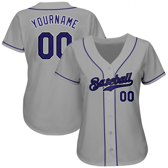 Custom Gray Purple-Black Authentic Baseball Jersey