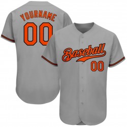 Custom Gray Orange-Black Authentic Baseball Jersey