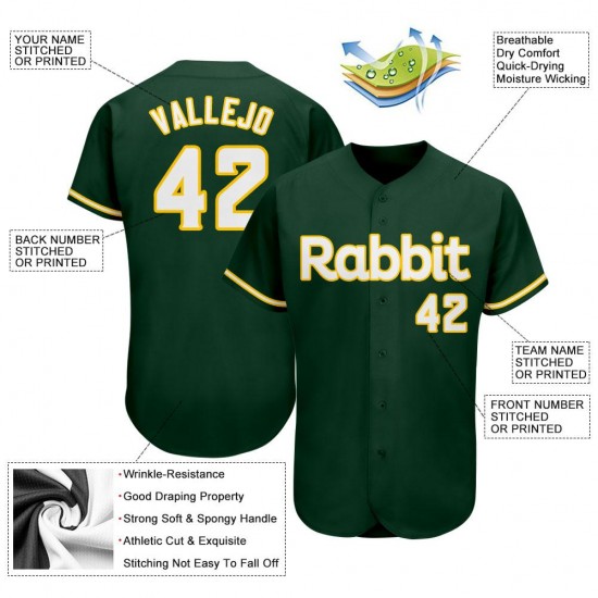 Custom Green White-Gold Authentic Baseball Jersey