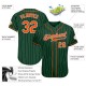 Custom Green White Strip Orange-White Authentic Baseball Jersey