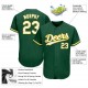 Custom Kelly Green White-Gold Authentic Baseball Jersey