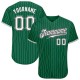 Custom Kelly Green White Strip White-Gray Authentic Baseball Jersey