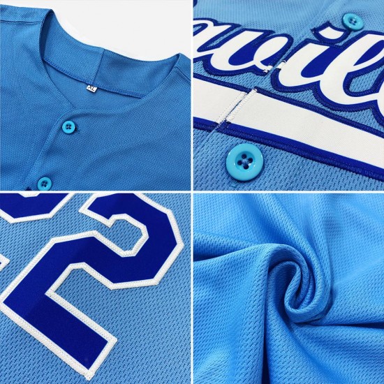 Custom Light Blue White-Royal Authentic Baseball Jersey