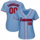 Custom Light Blue Red-Navy Baseball Jersey