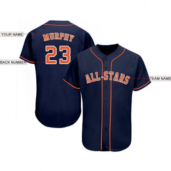 Custom Navy Orange-White Baseball Jersey