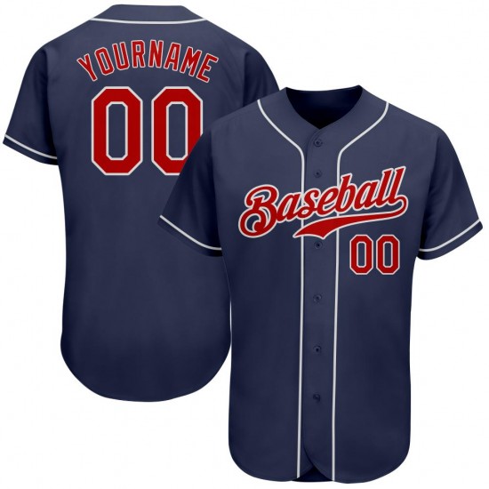 Custom Navy Red-White Authentic Baseball Jersey