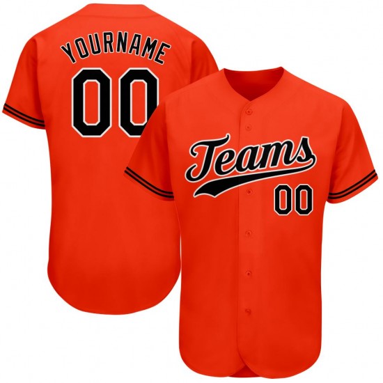 Custom Orange Black-White Authentic Baseball Jersey