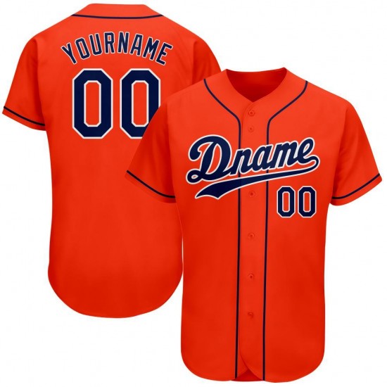 Custom Orange Navy-White Authentic Baseball Jersey