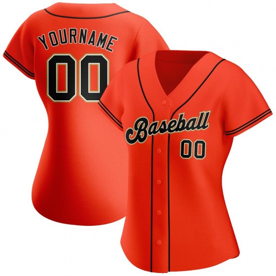 Custom Orange Black-Cream Authentic Baseball Jersey