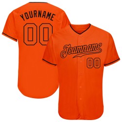 Custom Orange Orange-Black Authentic Baseball Jersey