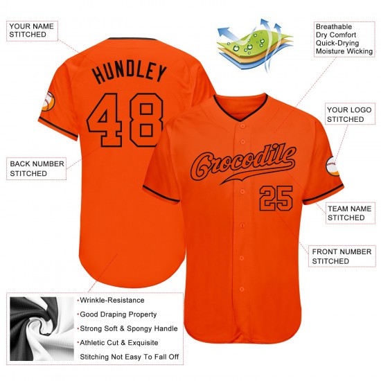 Custom Orange Orange-Black Authentic Baseball Jersey