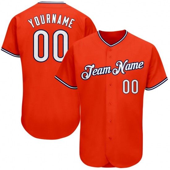 Custom Orange White-Navy Authentic Baseball Jersey