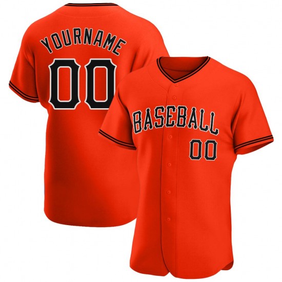 Custom Orange Black-White Authentic Baseball Jersey