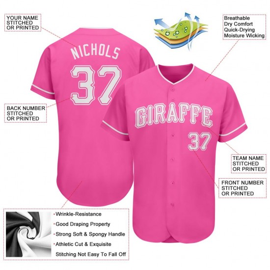 Custom Pink White Authentic Baseball Jersey