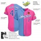 Custom Pink Royal-Light Blue Authentic Split Fashion Baseball Jersey