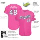 Custom Pink White-Light Blue Authentic Baseball Jersey