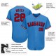 Custom Powder Blue Red-Navy Authentic Baseball Jersey