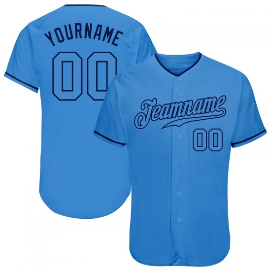 Custom Powder Blue Powder Blue-Black Authentic Baseball Jersey