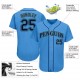 Custom Powder Blue Navy-Aqua Authentic Baseball Jersey