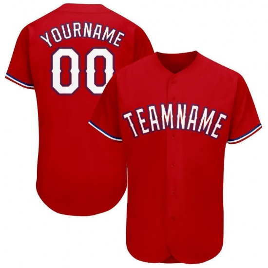 Custom Red White-Royal Baseball Jersey