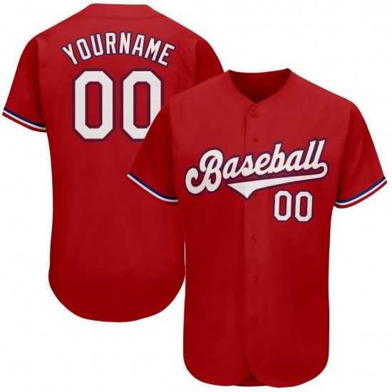 Custom Red White-Royal Authentic Baseball Jersey