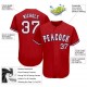 Custom Red White-Royal Authentic Baseball Jersey