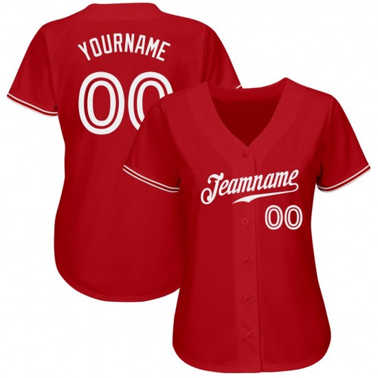 Custom Red White Authentic Baseball Jersey