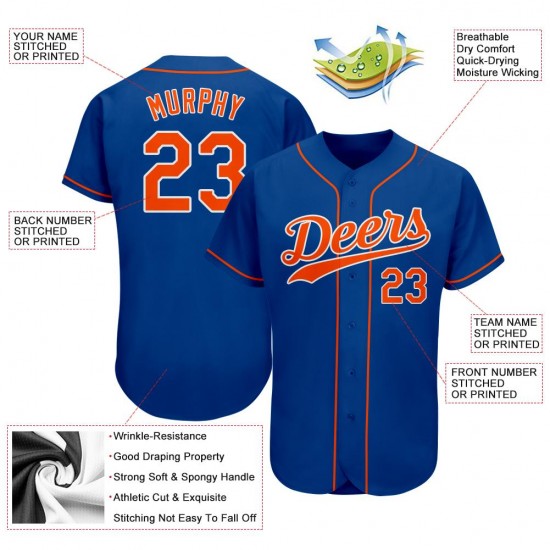 Custom Royal Orange-White Authentic Baseball Jersey