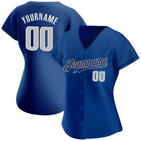 Custom Royal Gray-Navy Authentic Baseball Jersey