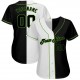 Custom White-Black Neon Green Authentic Split Fashion Baseball Jersey