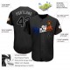 Custom Black Black-Orange Authentic Baseball Jersey