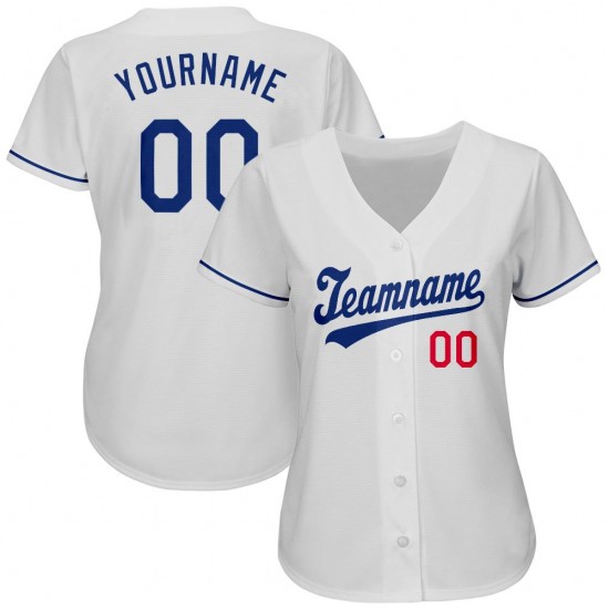 Custom White Royal-Red Authentic Baseball Jersey