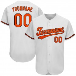 Custom White Orange-Black Authentic Baseball Jersey