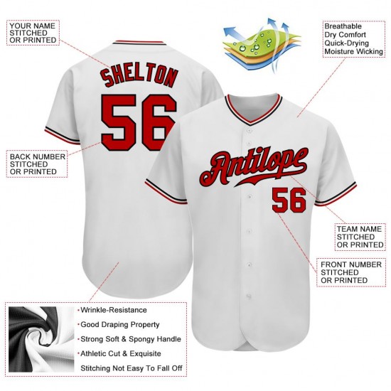 Custom White Red-Black Authentic Baseball Jersey