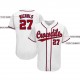 Custom White Red-Navy Baseball Jersey