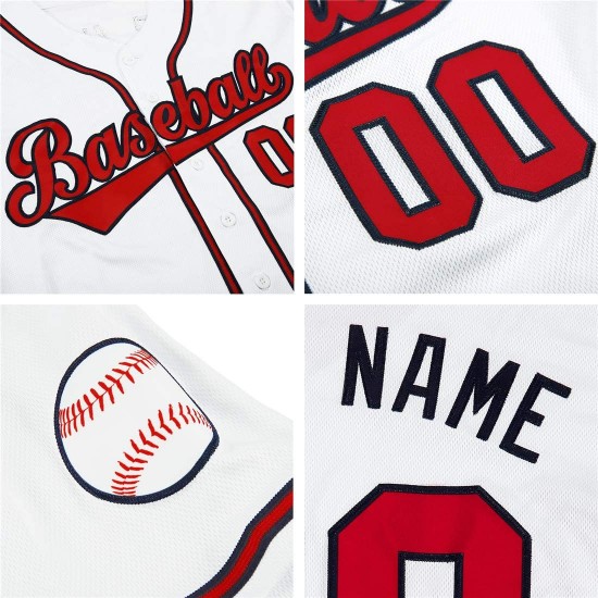 Custom White Black-Red Authentic Baseball Jersey