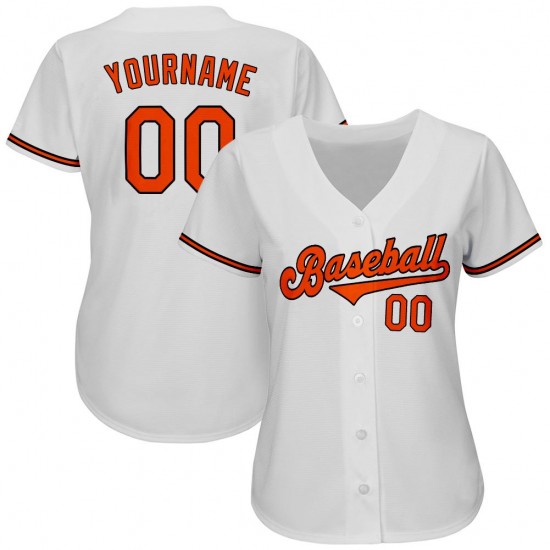 Custom White Orange-Black Authentic Baseball Jersey