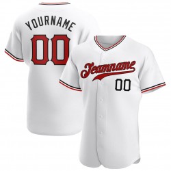 Custom White Red-Black Authentic Baseball Jersey