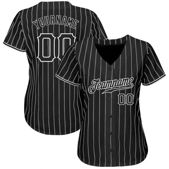 Custom Black White Strip Black-White Authentic Baseball Jersey