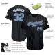 Custom Black Light Blue Strip Light Blue-White Authentic Baseball Jersey