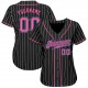 Custom Black White Strip Pink-Light Blue Authentic Baseball Jersey