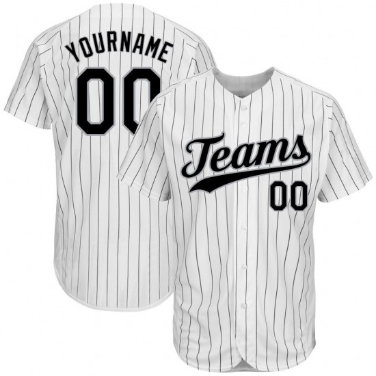 Custom White Black Strip Black-Gray Authentic Baseball Jersey